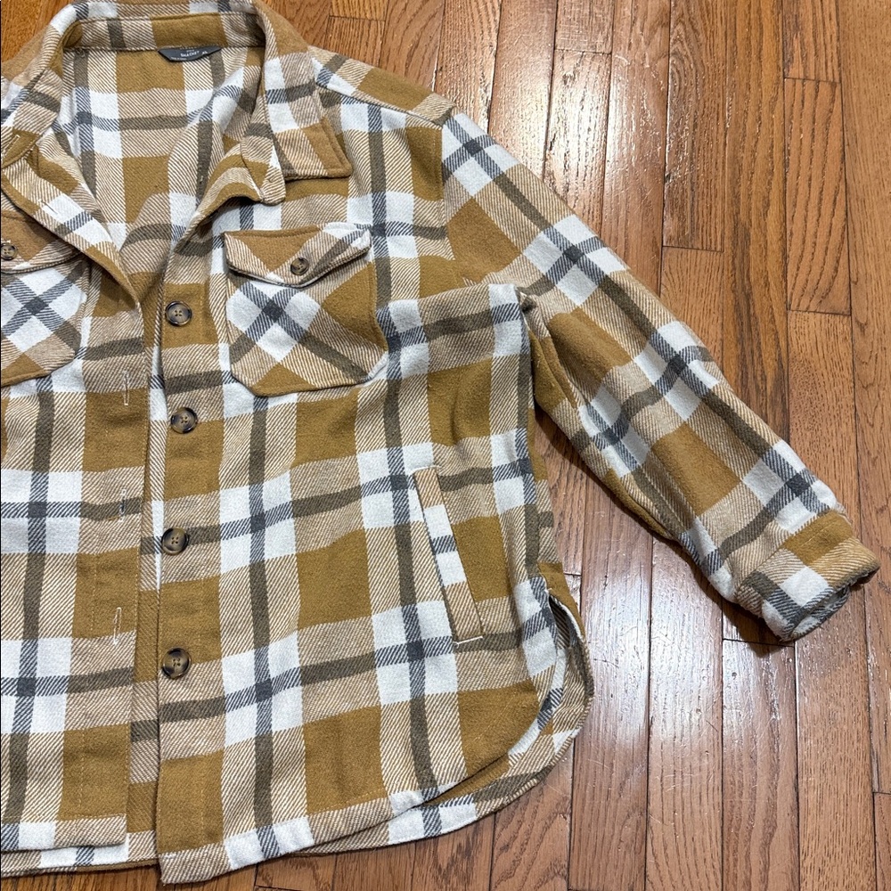 Mustard Plaid Button-Up Shacket - Picture 4 of 7